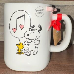 🥰 Rae Dunn Peanuts Snoopy & Woodstock "Love" double-sided Valentine's Day Mug 💕